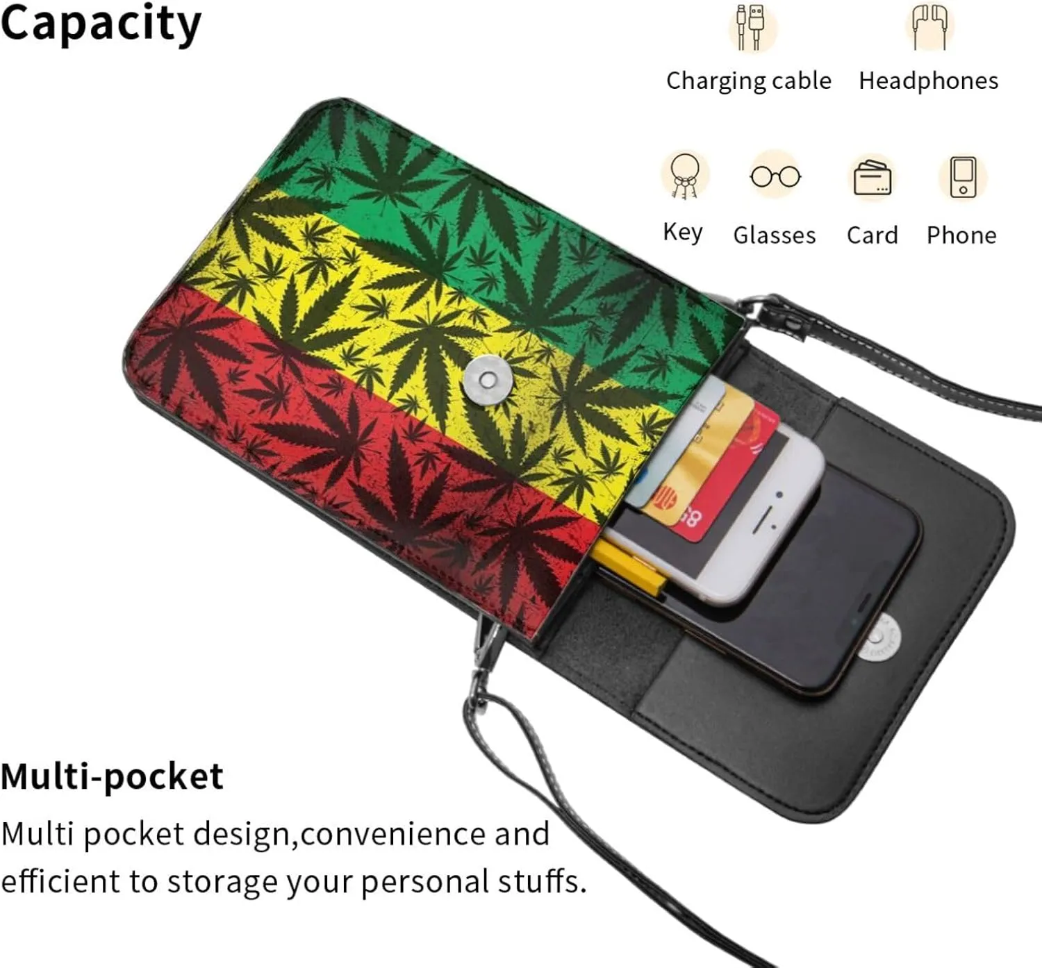 Tiger Stripes Leather Crossbody Cell Phone Purse Small Wallet Bags Adjustable Phone Bag for Women