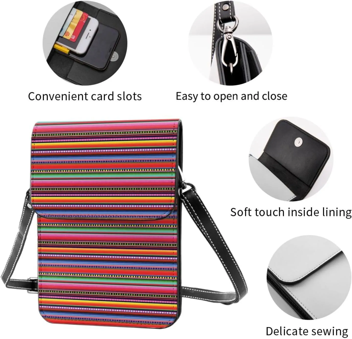 Tiger Stripes Leather Crossbody Cell Phone Purse Small Wallet Bags Adjustable Phone Bag for Women
