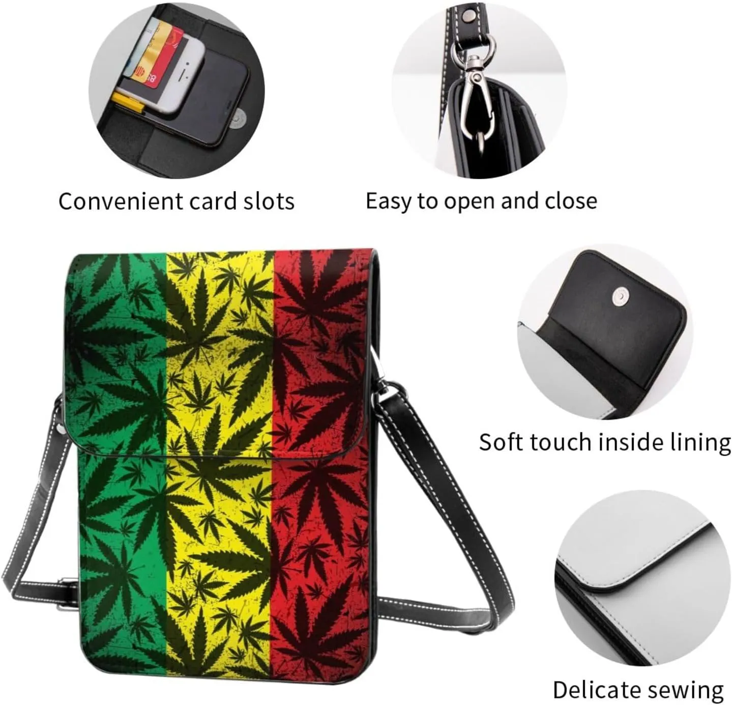 Tiger Stripes Leather Crossbody Cell Phone Purse Small Wallet Bags Adjustable Phone Bag for Women