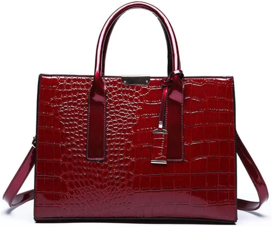 Top-handle Handbags Purse Women Crocodile Pattern Satchel Pu Leather Shoulder Bag Tote
