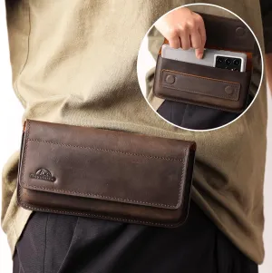 Topstache X-Large Leather Phone Holster,Flip Cell Phone Case with Belt Clip for S23 Ultra S23 Plus,Leather Case for iPhone 14 Pro Max,Universal Smartphone Leather Sheath for Phone with Protective Case