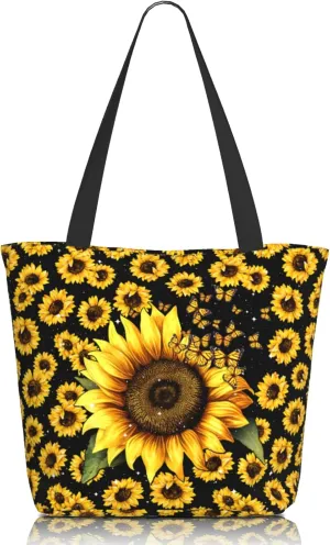 Tote Bag for Women Large Shoulder Bag with Zipper Pockets Stylish Print Handbags for Work Travel Shopping