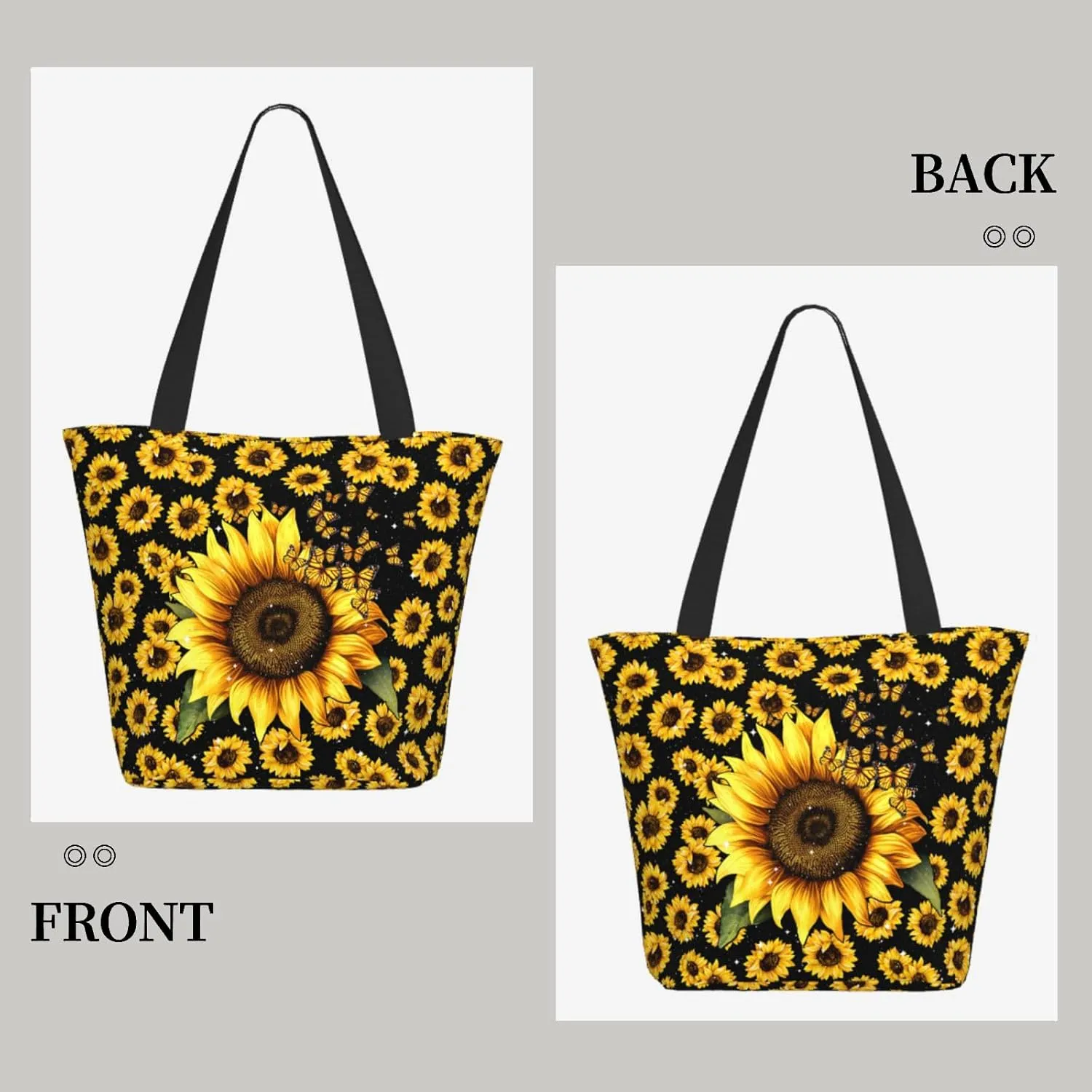 Tote Bag for Women Large Shoulder Bag with Zipper Pockets Stylish Print Handbags for Work Travel Shopping