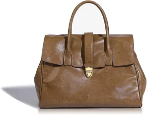 Tote Bag for Women, Leather Shoulder Bag, Vintage Handbags Suitable for Important Occasions, Work, Travel(Khaki)