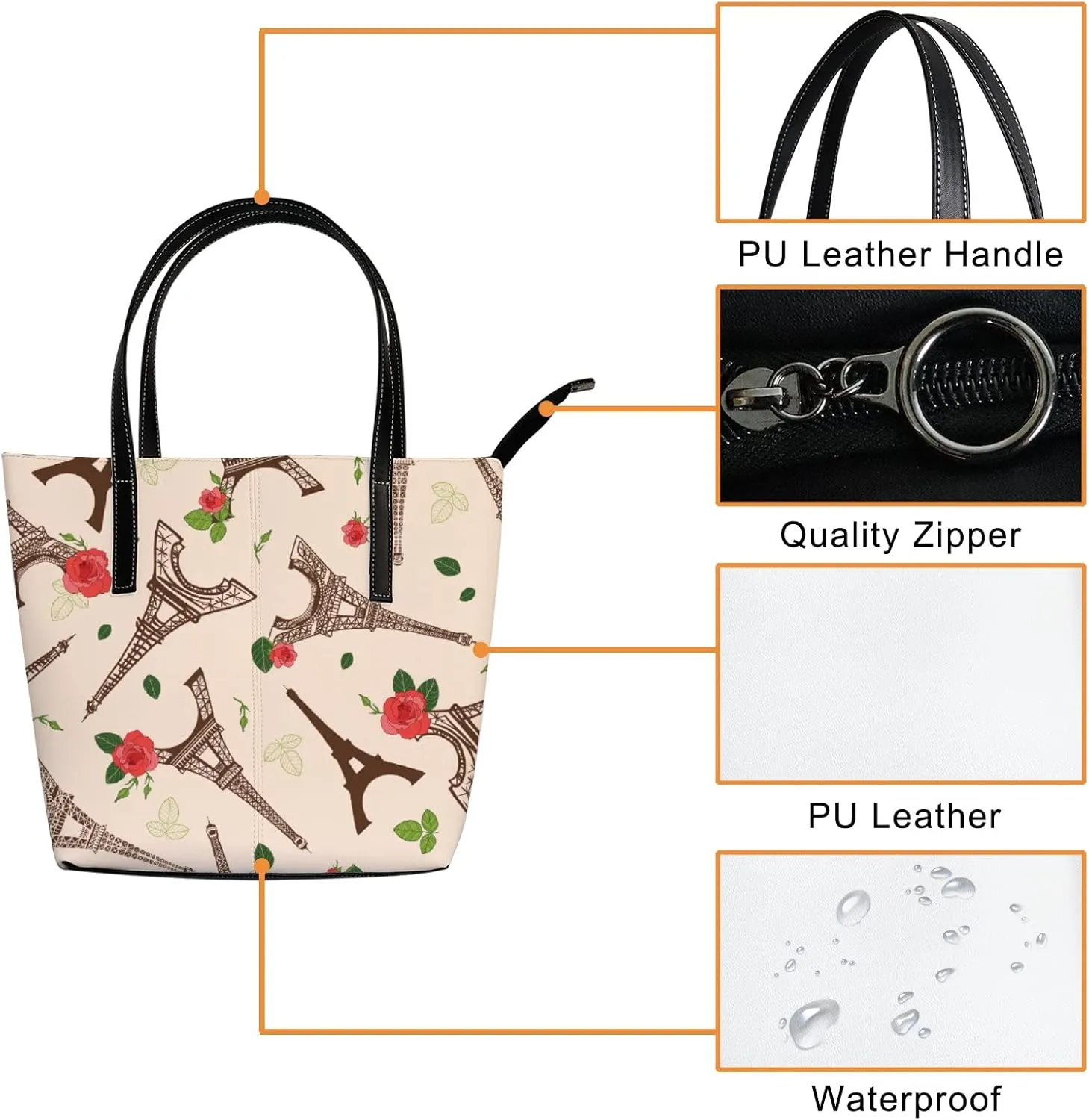 Tote Bag for Women PU Leather Handbags Women's Crossbody Handbags Work Tote Bags for Women Coachbags Tote Bag with Zipper