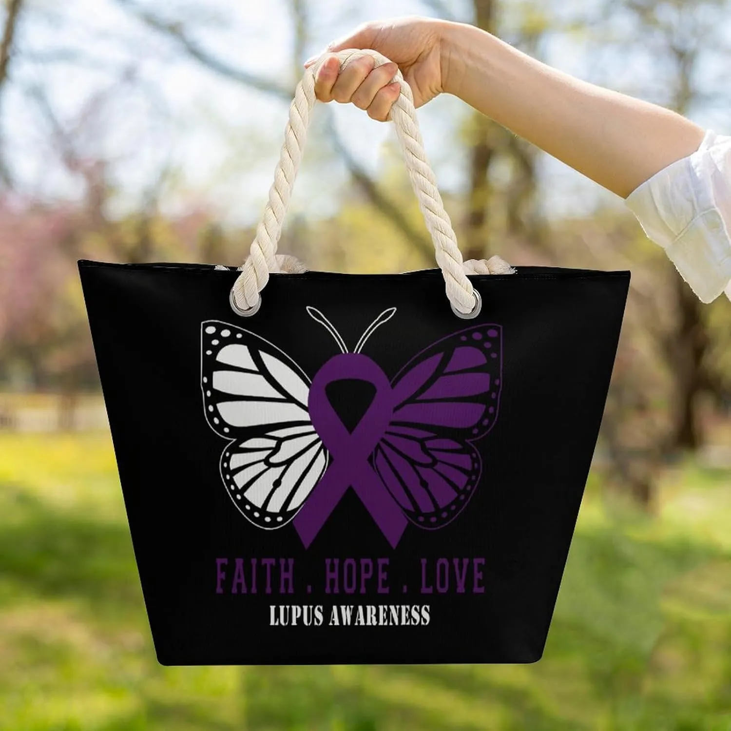 Tote Bag Large Handles Beach Bag with Zipper for Shopping Groceries Travel Outdoors Swim Pool Bag