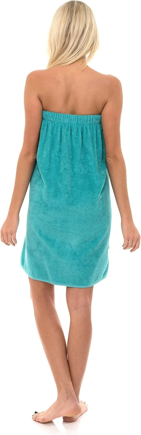 TowelSelections Womens Shower Wrap Adjustable Cotton Terry Cloth Gym Cover Up with Snaps