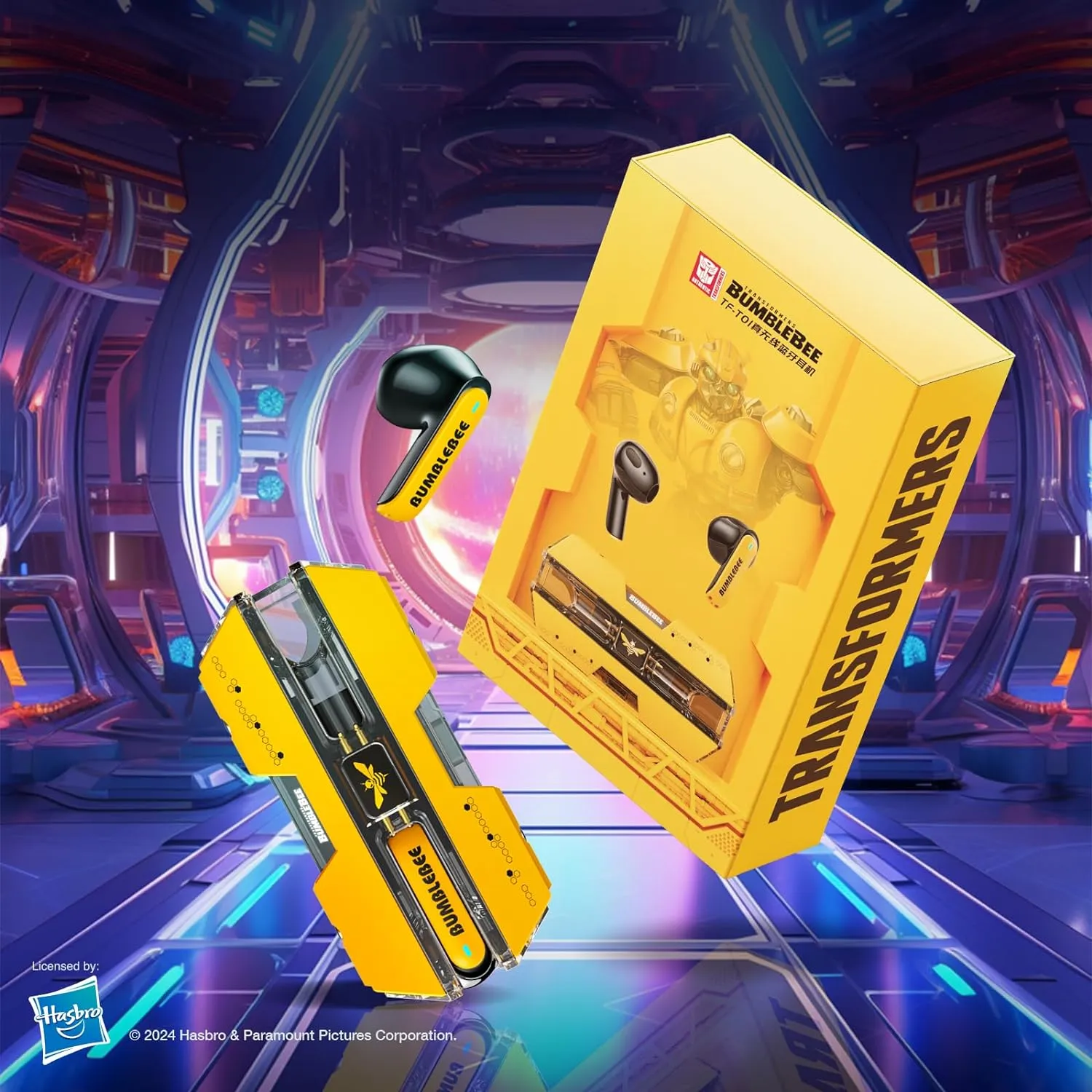 Transformers TF-T01 True Wireless Earbuds Wireless Bluetooth 5.4 Ear Buds Deep Bass Sound Earbud with Smart Noise Cancelling Mic IPX5 Waterproof in Ear Earphones for Android iOS Yellow Bumblebee