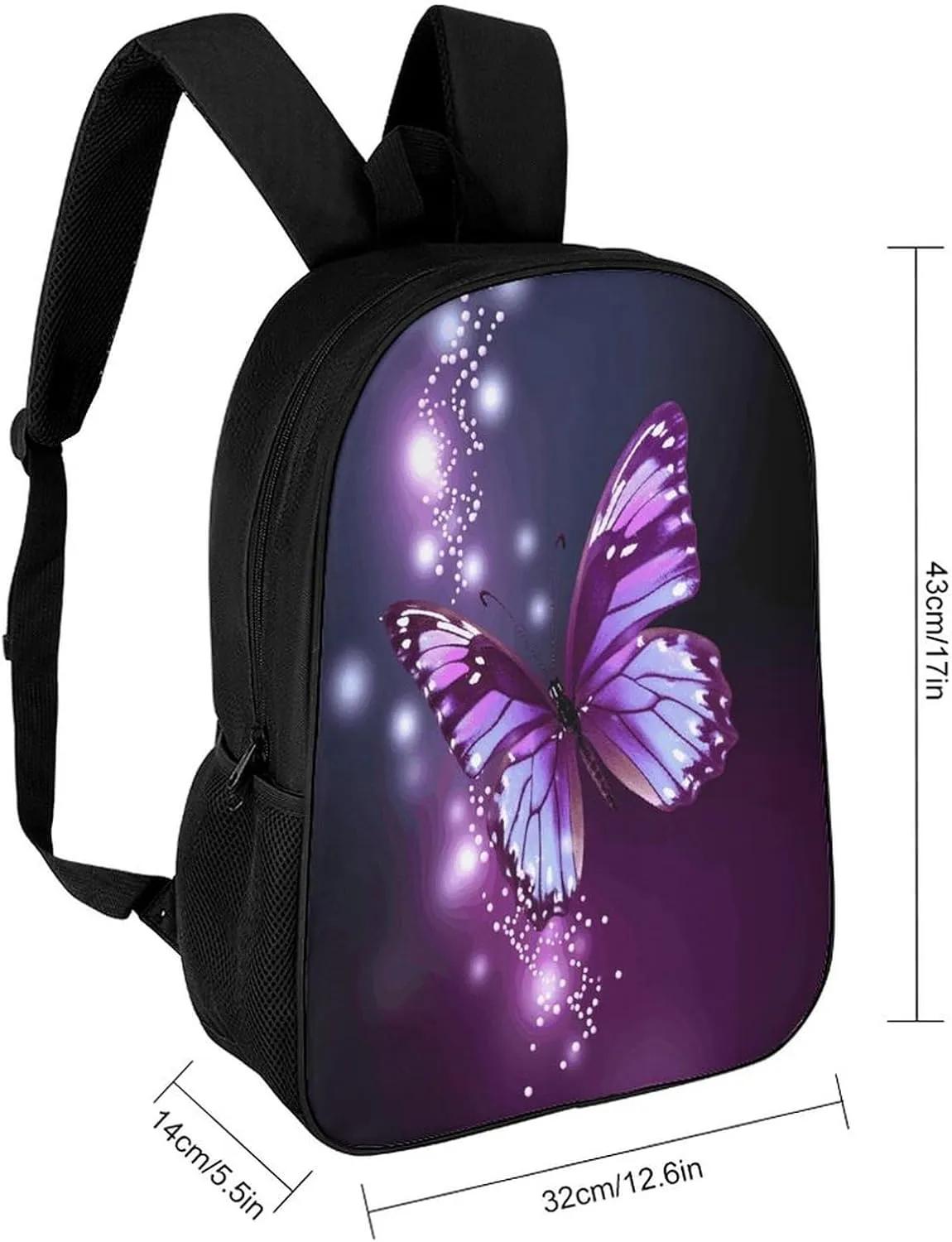 Travel Laptop Backpack Slim Durable Lightweight Back Pack Cute Cute Purple Butterfly Small Backpack For Women Men