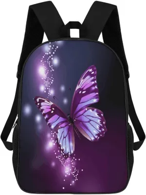 Travel Laptop Backpack Slim Durable Lightweight Back Pack Cute Cute Purple Butterfly Small Backpack For Women Men