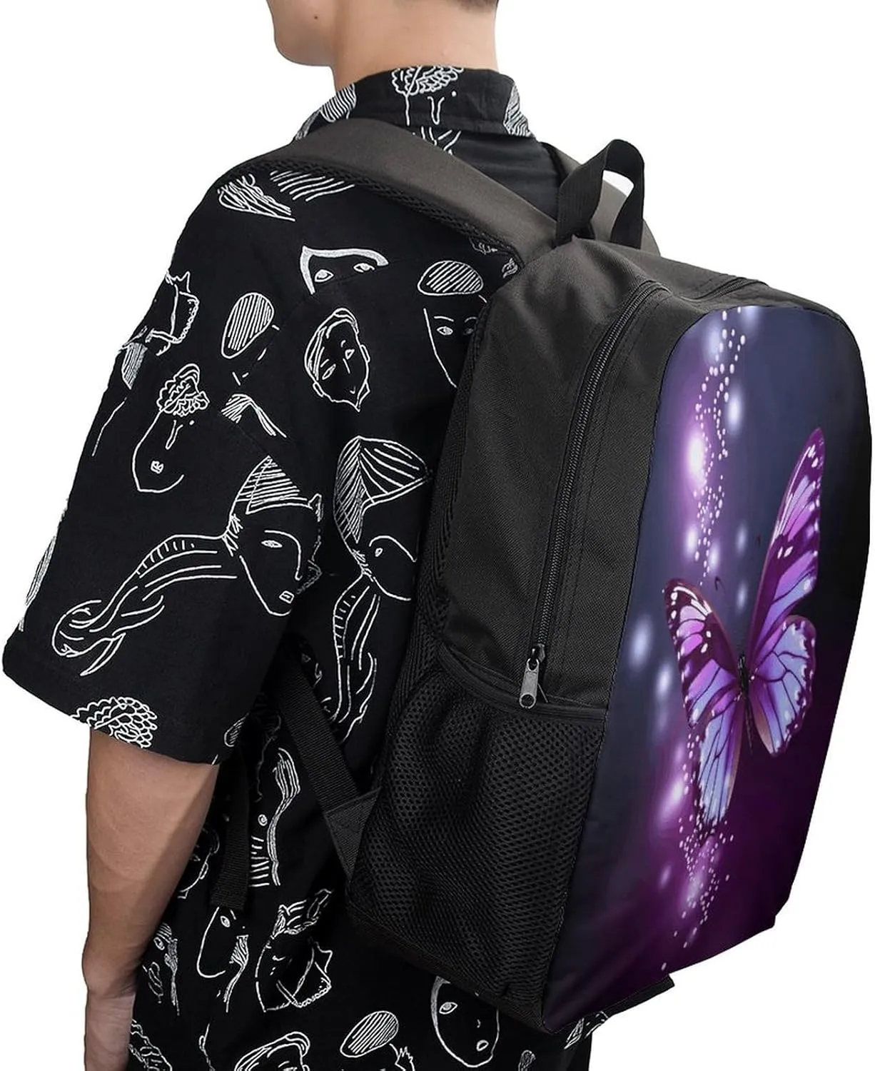 Travel Laptop Backpack Slim Durable Lightweight Back Pack Cute Cute Purple Butterfly Small Backpack For Women Men