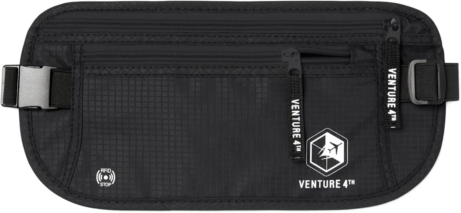 Travel Money Belt, RFID Blocking for Men & Women - Ideal for Keeping Your Cash, Credit Card, Passport, Phone Safe When Traveling (Pure Black)