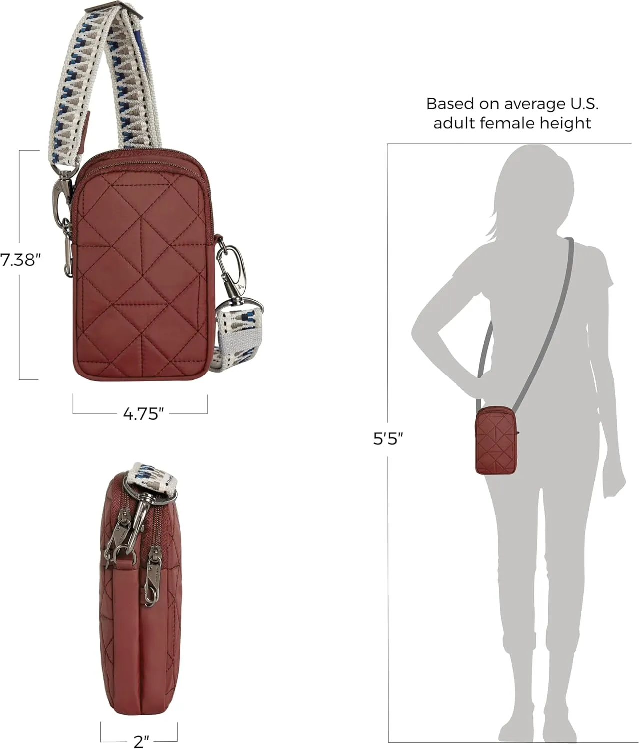 Travelon Anti-Theft Boho 2 Compartment Phone Crossbody