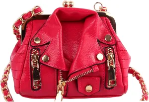 Trendeology Moto Jacket Design Bike Vegan Leather Fringed Saddle Bag Fashion Backpack Purse (Crossbody - Fuschia)