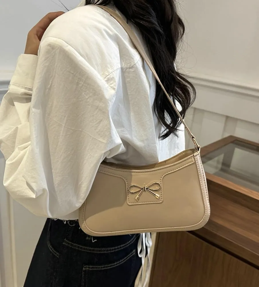 Trendy Bow Shoulder Bag for Women PU Leather Shoulder Purse Tote Bag Crossbody Purses for Work Travel 2025