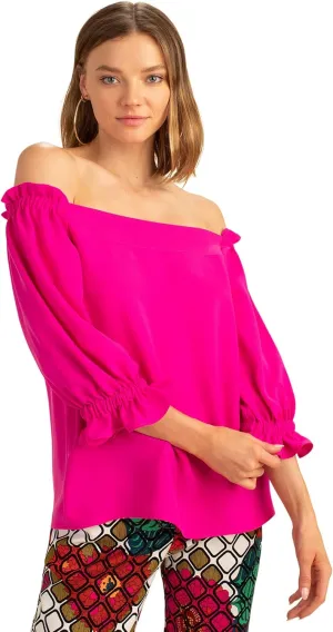 Trina Turk Women's Loose Fit Off The Shoulder Long Sleeve