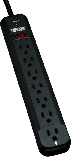 Tripp Lite 7 Outlet Surge Protector Power Strip, Extra Long 12ft Cord, Black, & Dollar 25,000 Insurance (TLP712B)