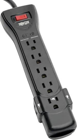Tripp Lite 7 Outlet Surge Protector Power Strip, Extra Long Cord 25ft, Right-Angle Plug, Black, Lifetime Limited Warranty & $75K INSURANCE (SUPER725B)