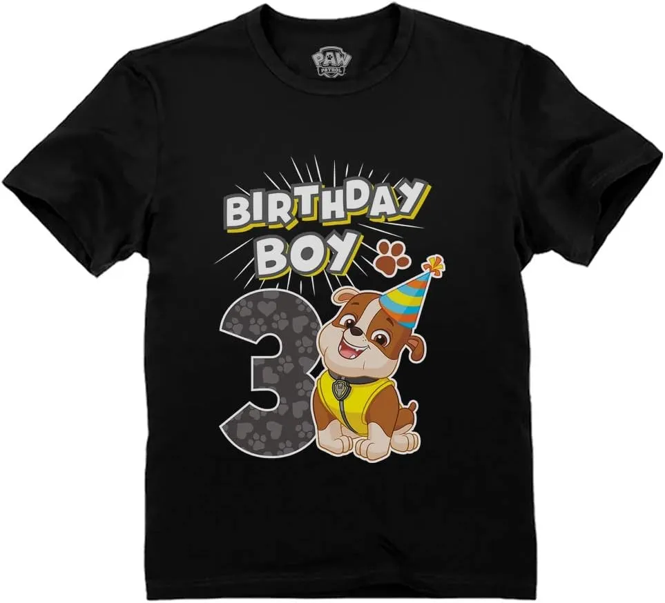 Tstars Marshall 3rd Birthday Boy Shirt Gifts for 3 Years Old Bday Paw Patrol Theme Party Toddler Kids T-Shirt