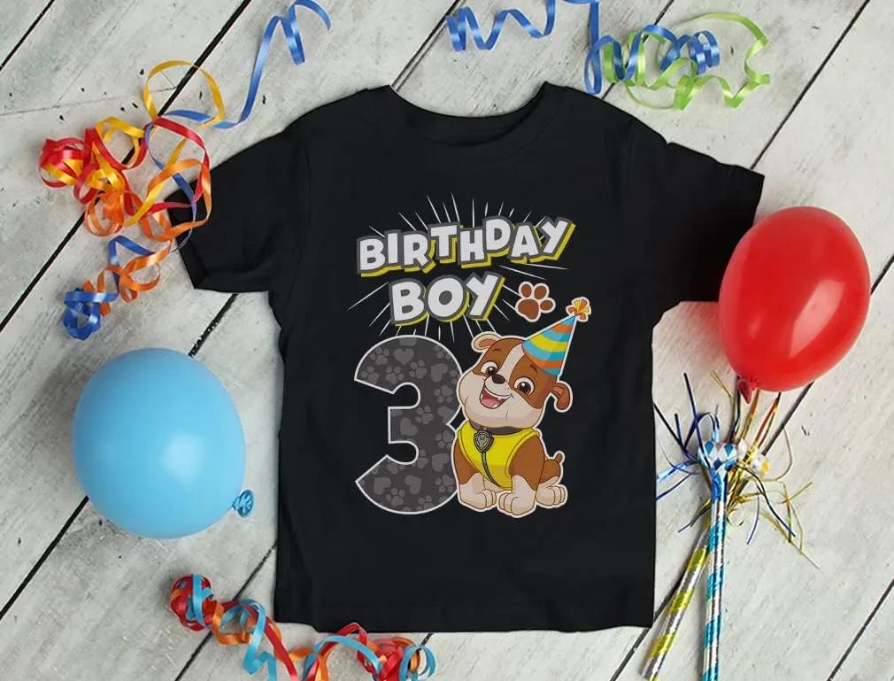 Tstars Marshall 3rd Birthday Boy Shirt Gifts for 3 Years Old Bday Paw Patrol Theme Party Toddler Kids T-Shirt
