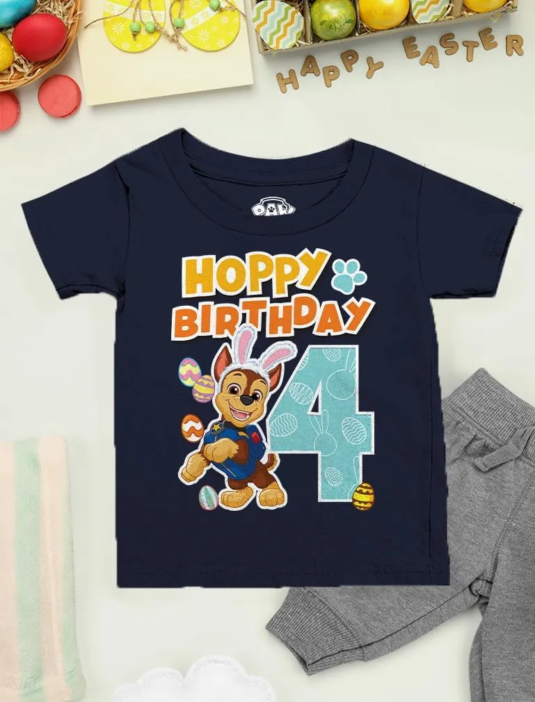 Tstars Paw Patrol 4 Chase Shirt Gifts for Four Years Old 4th Birthday Theme Party Toddler Kids T-Shirt