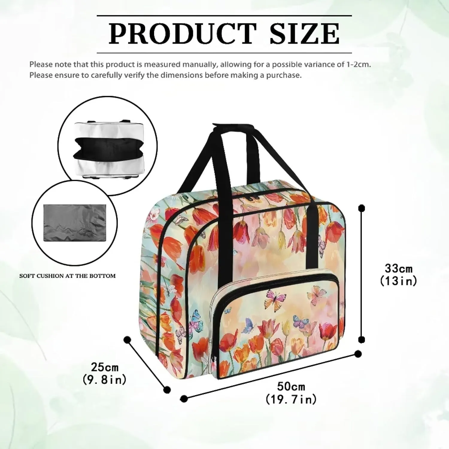 Tulip Butterfly Sewing Machine Carrying Case Anti-scratch, for Most Standard Sewing Machines and Accessories