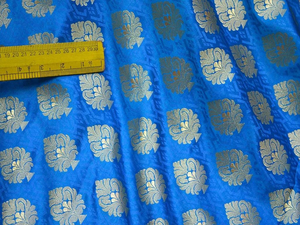 Turquoise Brocade Fabric by the yard Bridal Wedding Dress Indian Fabric Banarasi Brocade for lehenga Jackets Home Decor Table Runner Fabric
