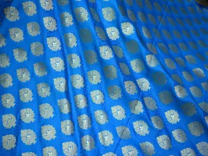 Turquoise Brocade Fabric by the yard Bridal Wedding Dress Indian Fabric Banarasi Brocade for lehenga Jackets Home Decor Table Runner Fabric