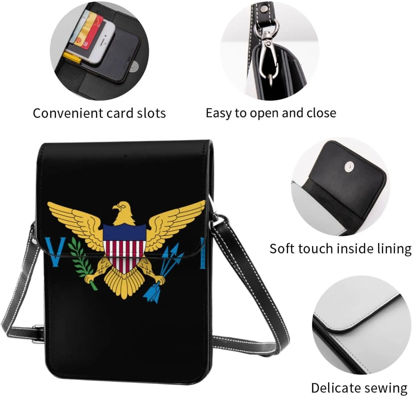 Ukraine Flag Sunflower Leather Crossbody Cell Phone Purse Small Wallet Bags Adjustable Phone Bag for Women