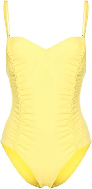 Ulla Johnson Bright Yellow Almira Maillot Braided One-Piece Swimsuit
