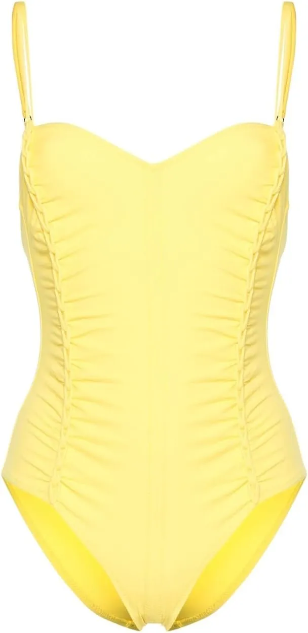 Ulla Johnson Bright Yellow Almira Maillot Braided One-Piece Swimsuit