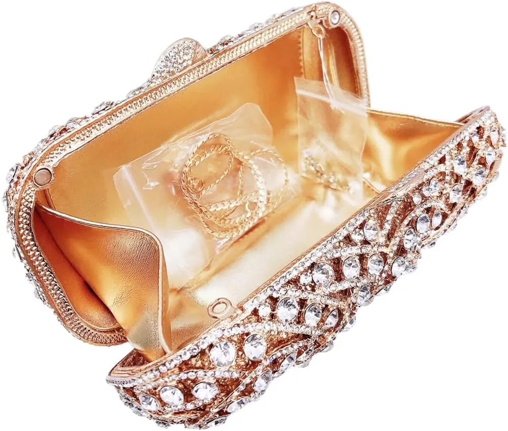 UMREN Luxury Crystal Clutch Rhinestones Evening Bag for Women Bling Purse Sparkly Diamond Handbag for Wedding Party Prom
