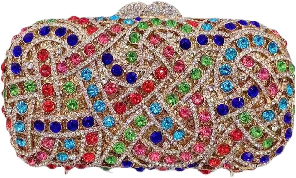 UMREN Luxury Crystal Clutch Rhinestones Evening Bag for Women Bling Purse Sparkly Diamond Handbag for Wedding Party Prom