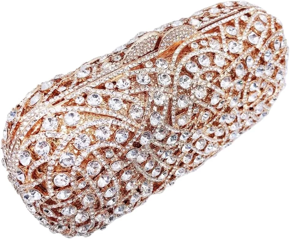 UMREN Luxury Crystal Clutch Rhinestones Evening Bag for Women Bling Purse Sparkly Diamond Handbag for Wedding Party Prom