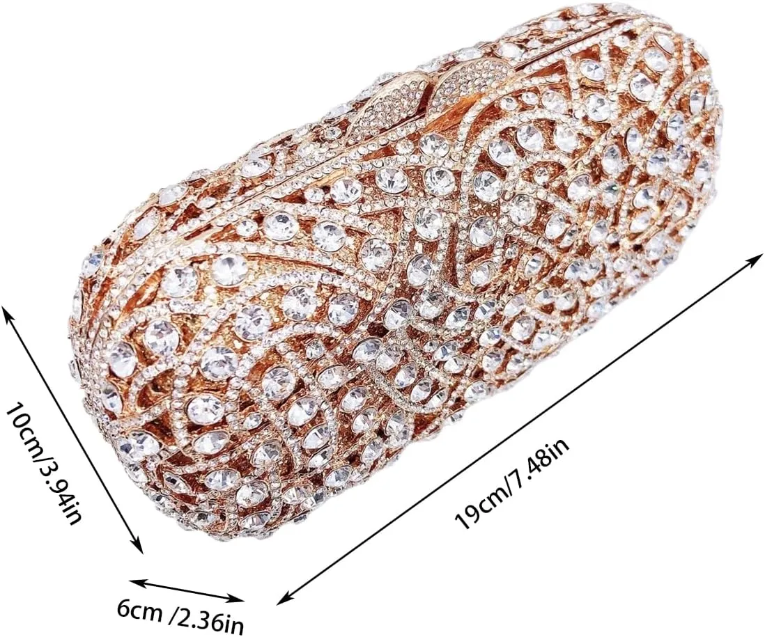 UMREN Luxury Crystal Clutch Rhinestones Evening Bag for Women Bling Purse Sparkly Diamond Handbag for Wedding Party Prom