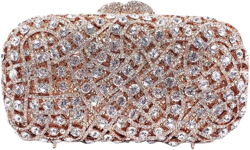 UMREN Luxury Crystal Clutch Rhinestones Evening Bag for Women Bling Purse Sparkly Diamond Handbag for Wedding Party Prom