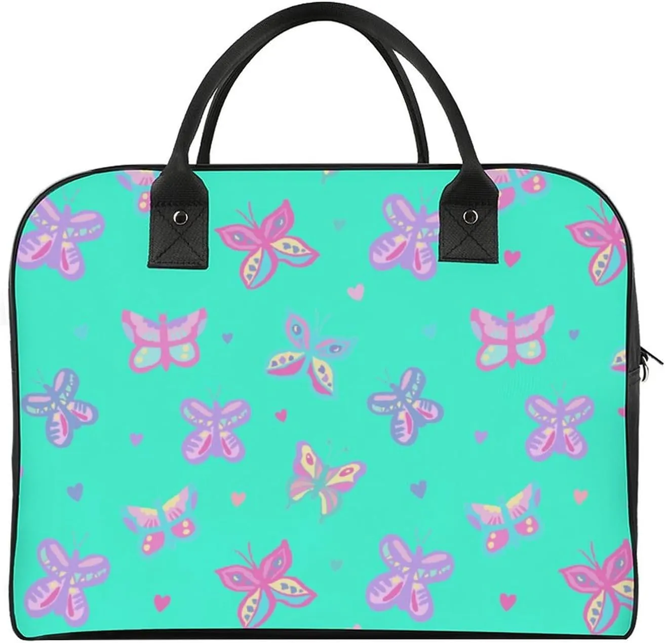 Unisex Crossbody Nylon Colorful Butterfly Elegant Handbag for Traveling 13" X 19" X 8"