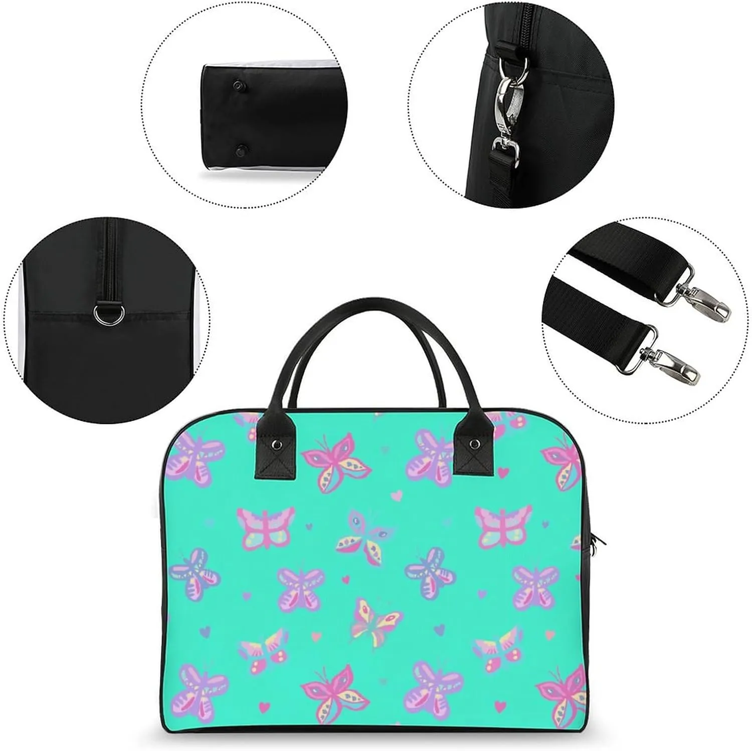 Unisex Crossbody Nylon Colorful Butterfly Elegant Handbag for Traveling 13" X 19" X 8"
