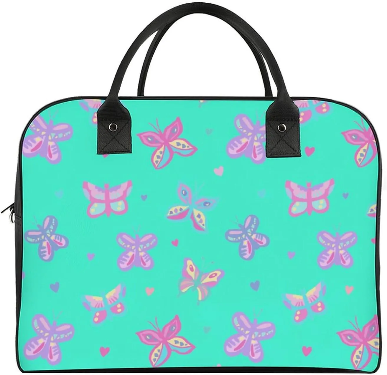 Unisex Crossbody Nylon Colorful Butterfly Elegant Handbag for Traveling 13" X 19" X 8"