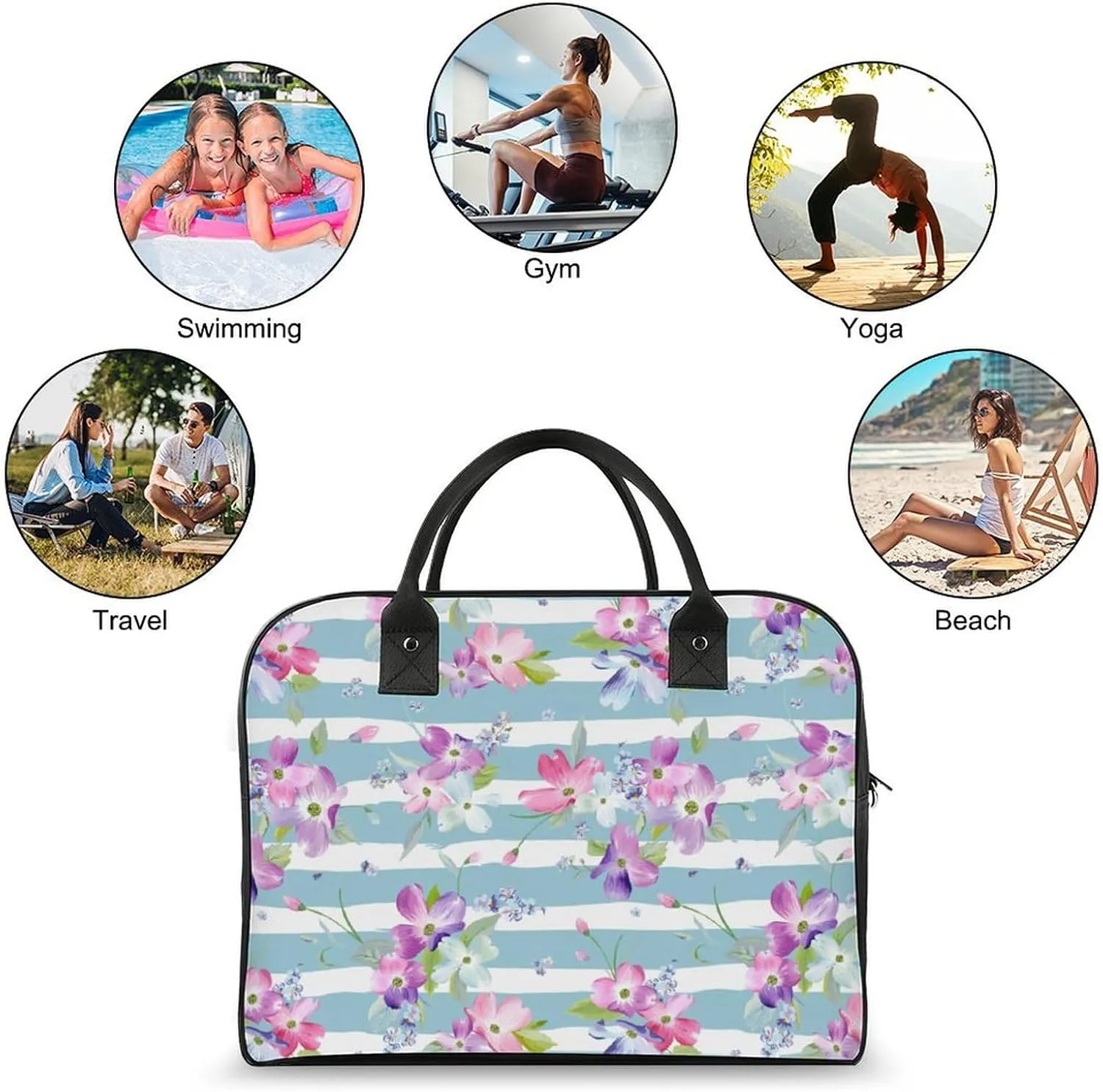 Unisex High-capacity Nylon Colorful Butterfly Aesthetic Handbag for Business Trip 13" X 19" X 8"