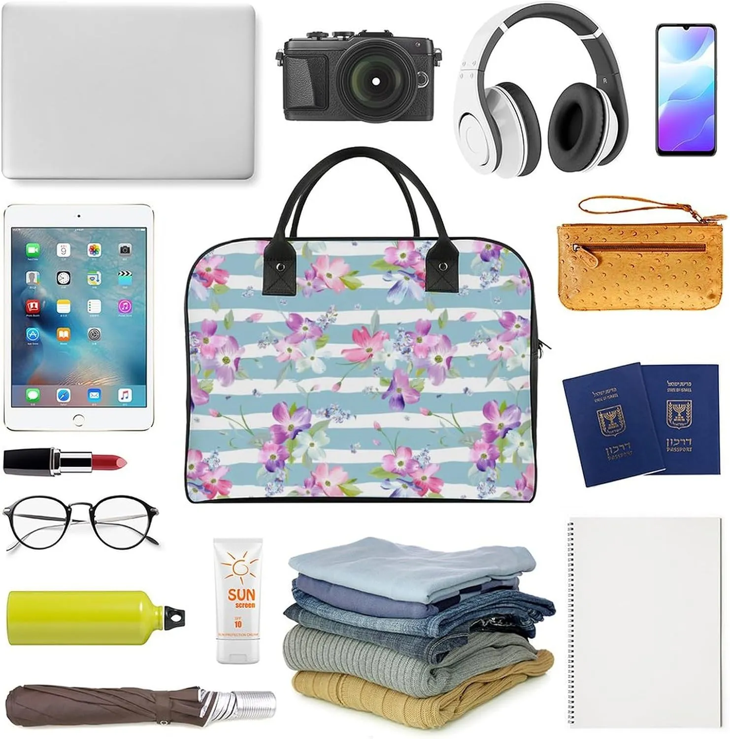 Unisex High-capacity Nylon Colorful Butterfly Aesthetic Handbag for Business Trip 13" X 19" X 8"