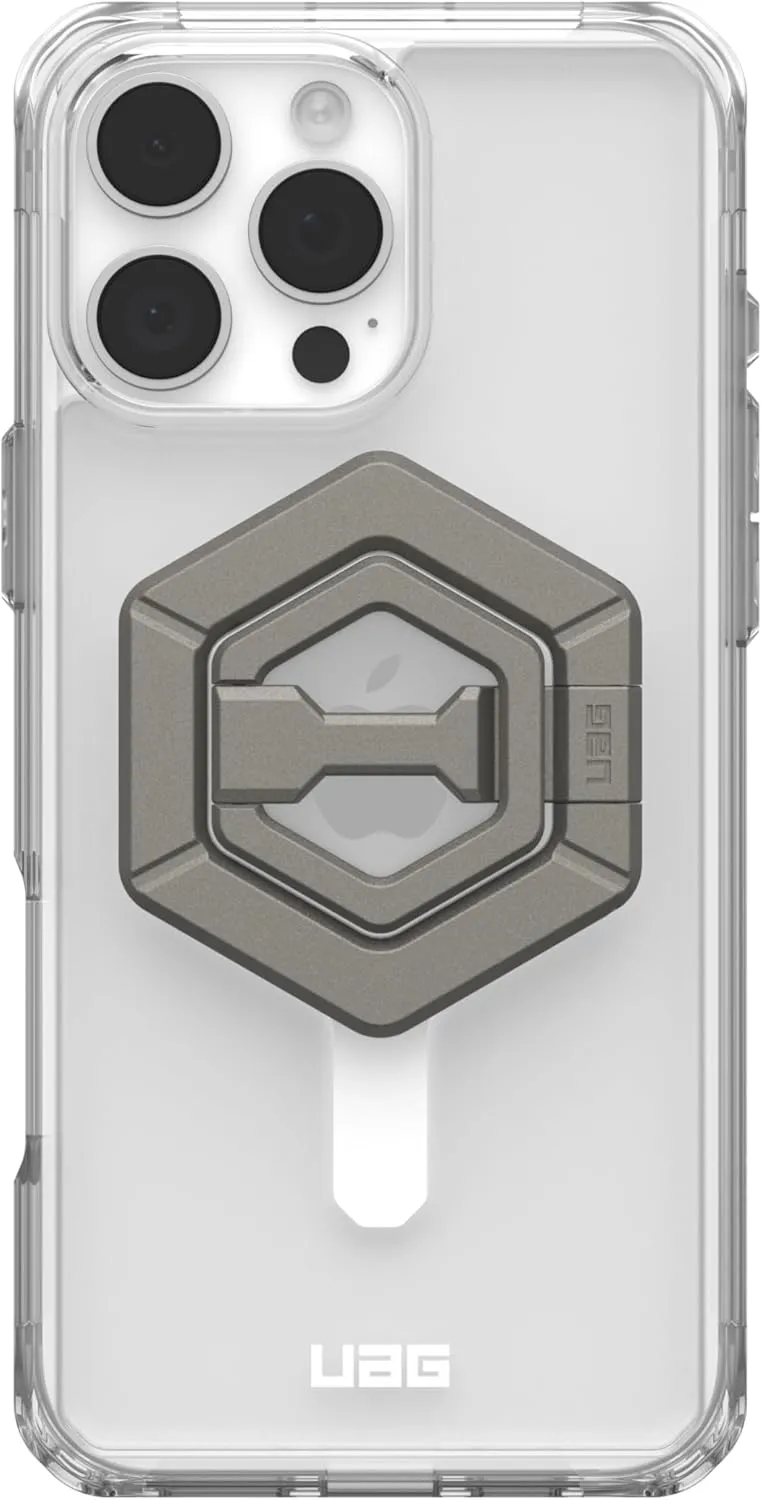 URBAN ARMOR GEAR UAG Designed for iPhone 16 Pro Max Case 6.9" Plyo Ice White Compatible with MagSafe Charging Anti-Yellowing Transparent Protective Cover   Magnetic Ring Stand Titanium Bundle Set