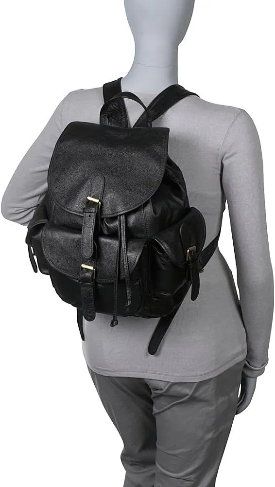 Urban Buckle- Flap BackPack (Black)