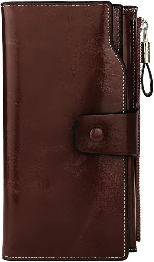 Uromee Wallet Women Genuine Leather RFID Blocking Large Ladies Purse Card Holder Organizer Clutch