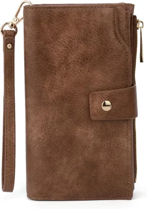 Uromee Wallet Women Vegan Leather RFID Blocking Large Ladies Wristlet Purse Card Holder Organizer Clutch