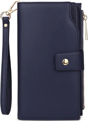 Uromee Wallet Women Vegan Leather RFID Blocking Large Ladies Wristlet Purse Card Holder Organizer Clutch