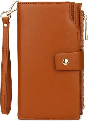 Uromee Wallet Women Vegan Leather RFID Blocking Large Ladies Wristlet Purse Card Holder Organizer Clutch