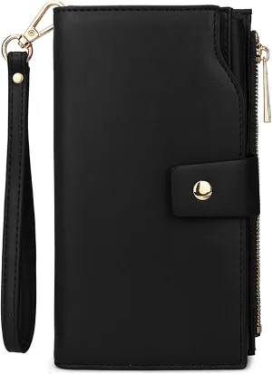 Uromee Wallet Women Vegan Leather RFID Blocking Large Ladies Wristlet Purse Card Holder Organizer Clutch