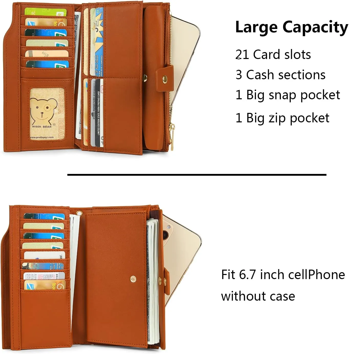 Uromee Wallet Women Vegan Leather RFID Blocking Large Ladies Wristlet Purse Card Holder Organizer Clutch