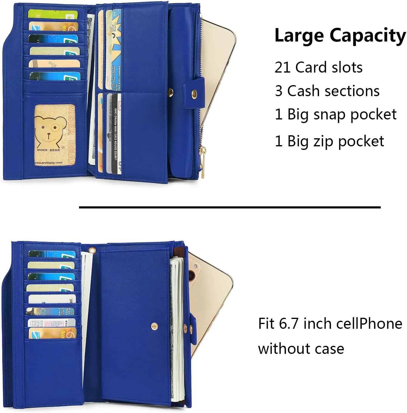 Uromee Wallet Women Vegan Leather RFID Blocking Large Ladies Wristlet Purse Card Holder Organizer Clutch